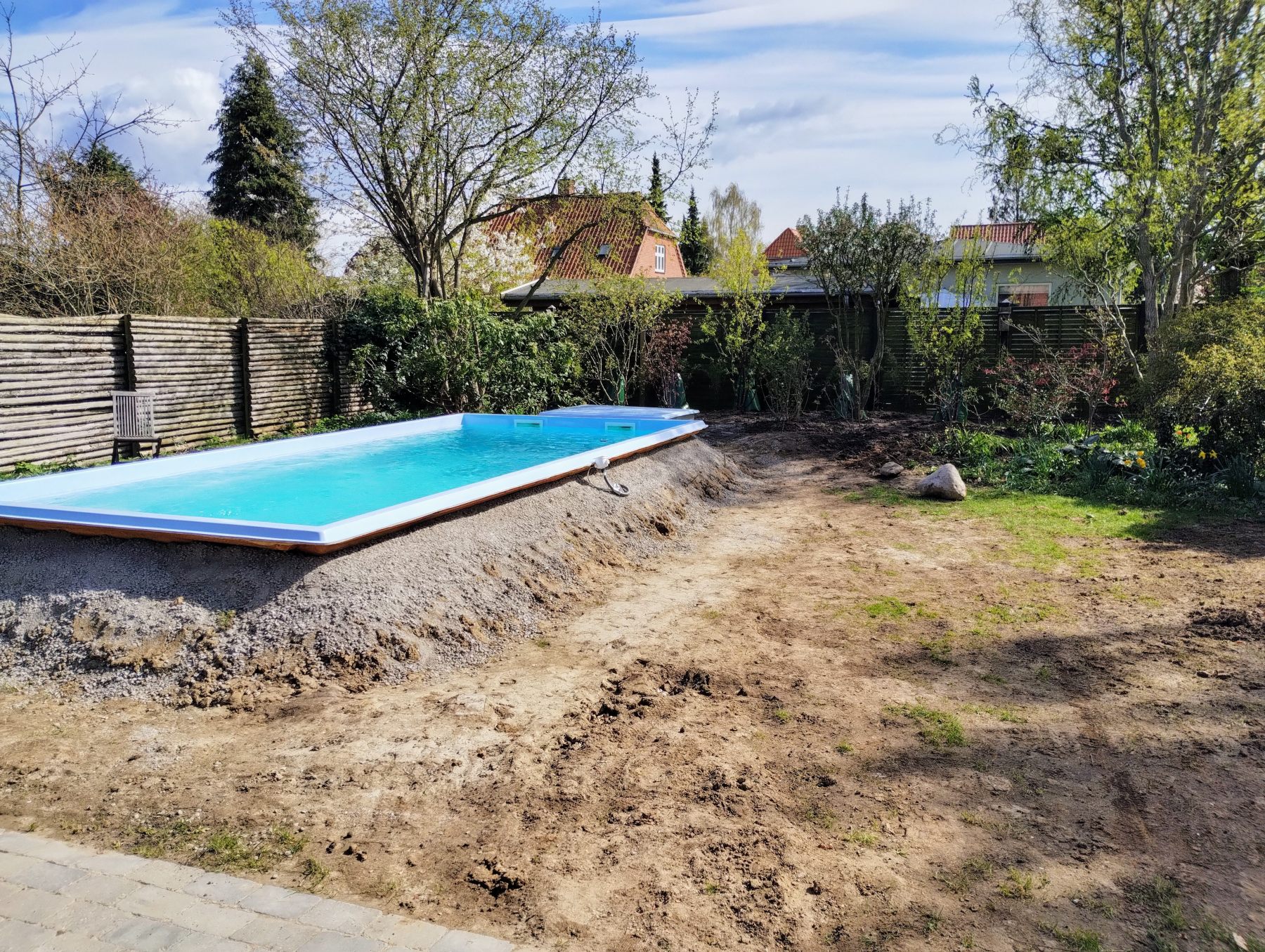 Pool just installed, garden not yet finished
